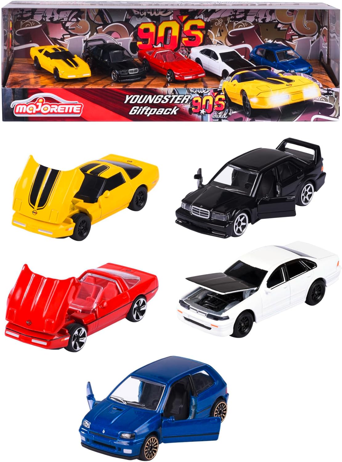 , 212052021, Youngster 90s 5 Li Araç Seti, Die-Cast (Metal), 7,5 cm, Açılabilir Parçalar, , Serbest Tekerlekli - Görsel 3