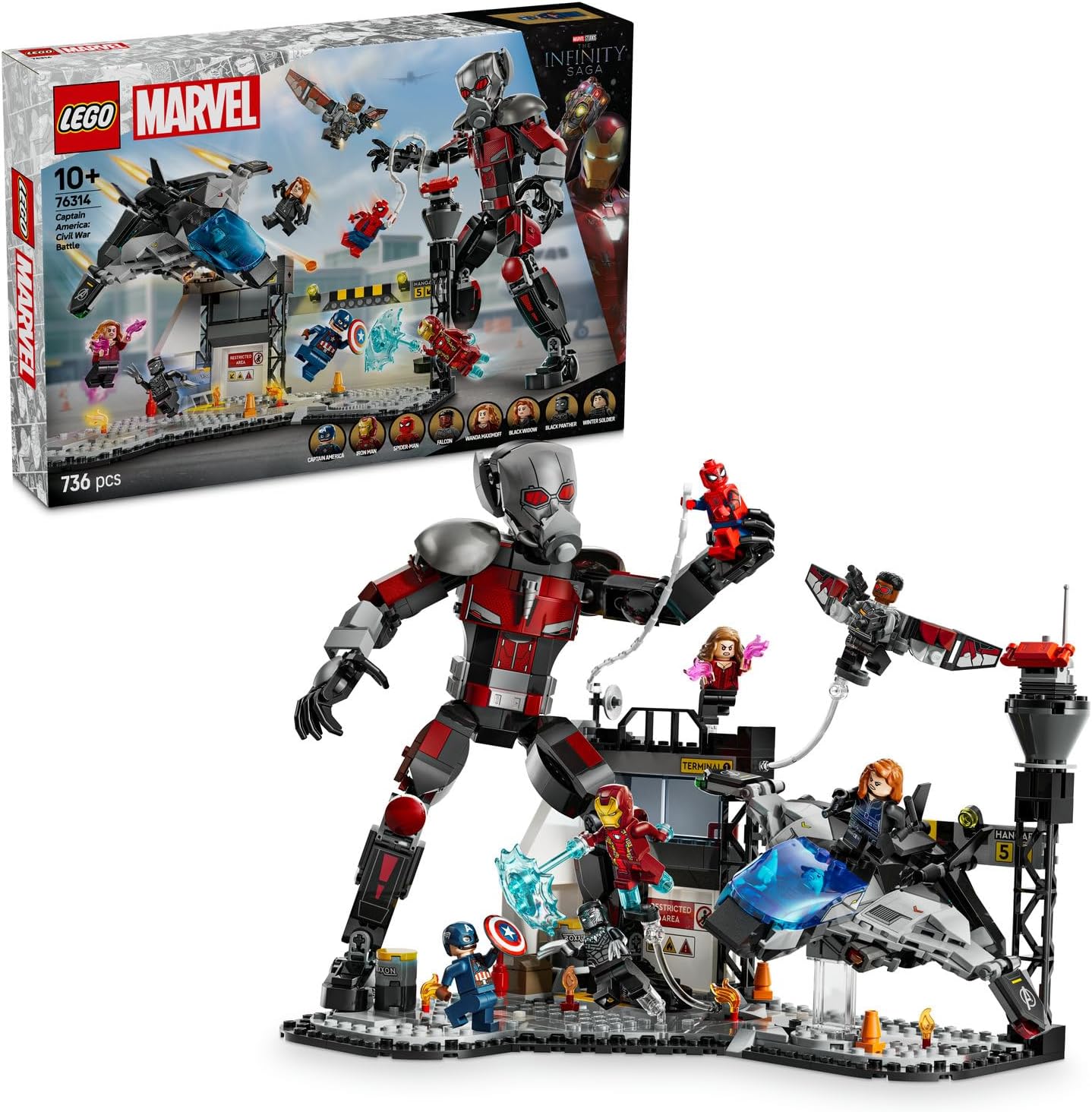 Kaptan Amerika: Kahramanların Savaşı Aksiyon Savaşı 76314-10 Yaş ve Üzeri Çocuklar İçin 8 Minifigürlü Oyuncak Yapım Seti, Doğum Günü Hediyesi (736 Parça) - Görsel 3