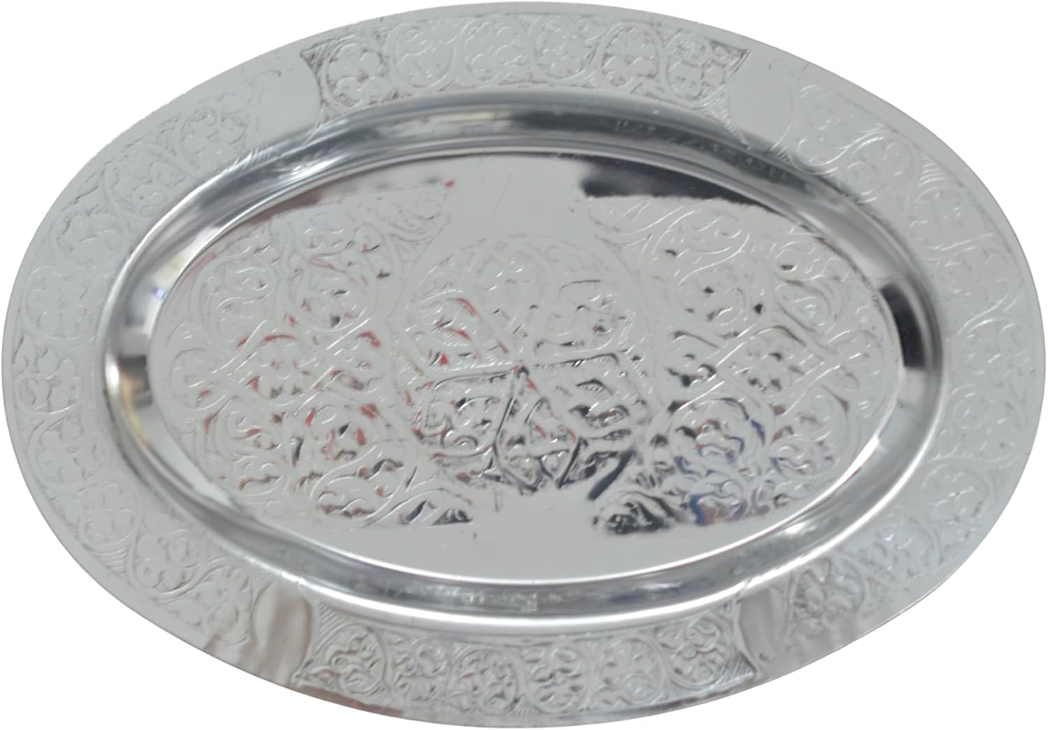 Alternative view of Paslanmaz Çelik Oval Tepsi – 304 Kalite Krom Kaplama, Dekoratif ve Servis Amaçlı Tabak (30 cm)