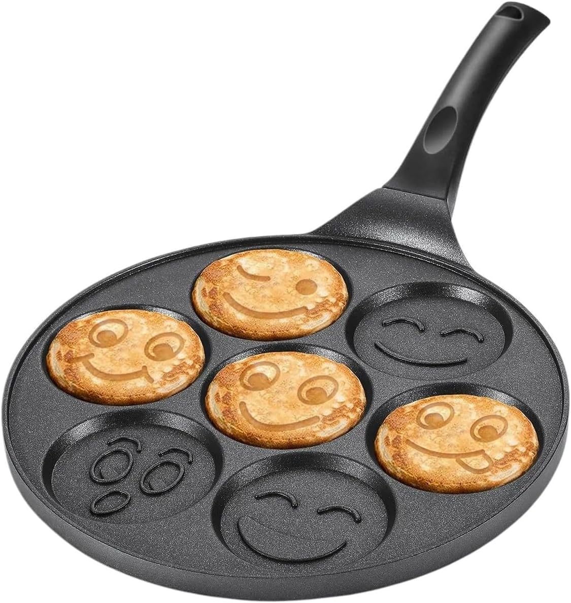 27 Cm Döküm Granit Emojili Pancake Tavası | Yapışmaz Granit Kaplama Krep ve Pancake Tavası | Dayanıklı ve Eşit Isı Dağılımlı Tava