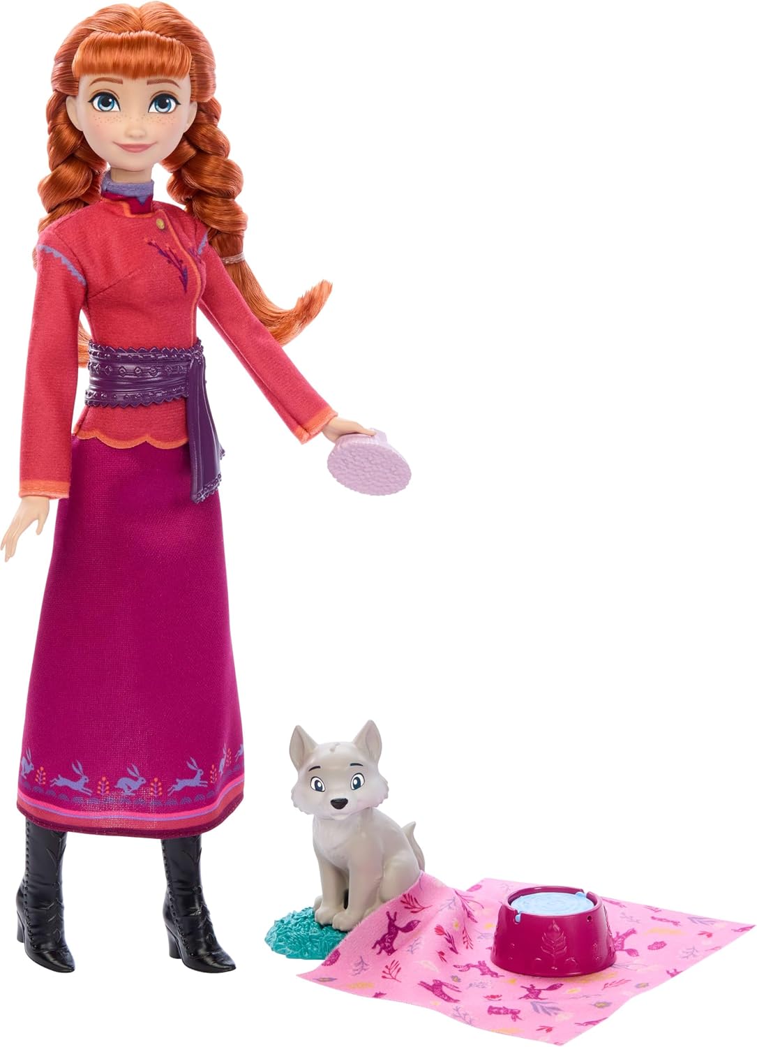 Mattel Karlar Ülkesi Anna Bebek ve Yavru Kurt Figürü, yavru kurdun yatağı ve battaniyesi dahil 4 aksesuar, JFG17 - Görsel 3