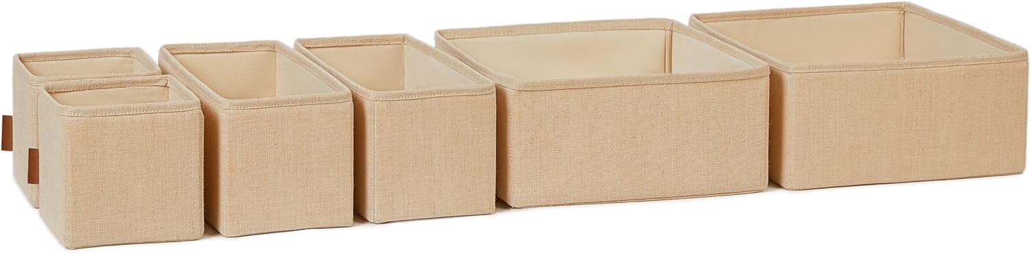 6'lı Jüt Keten Kumaş Çekmece İçi Düzenleyici Kutu 2 Adet 28 x 28 x 13/2 Adet 28 x 13 x 13/2 Adet 14 x 14 x 13 cm - Görsel 3