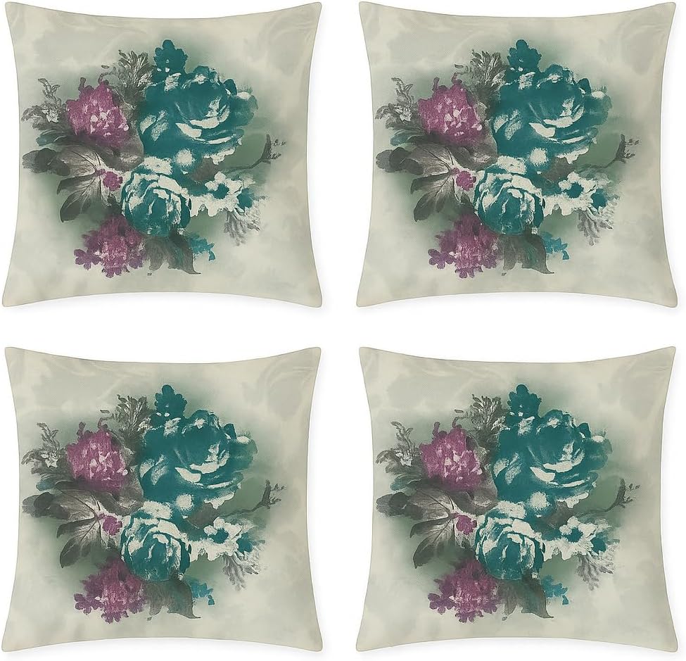Dijital Baskı Bitki ve Yaprak Desenli Dekoratif Yastık Kılıfı 45x45 cm – Fermuarlı, Yıkanabilir, Modern Doğal Tasarım, 4’lü Set – İç Yastık Dahil Değildir - Görsel 3
