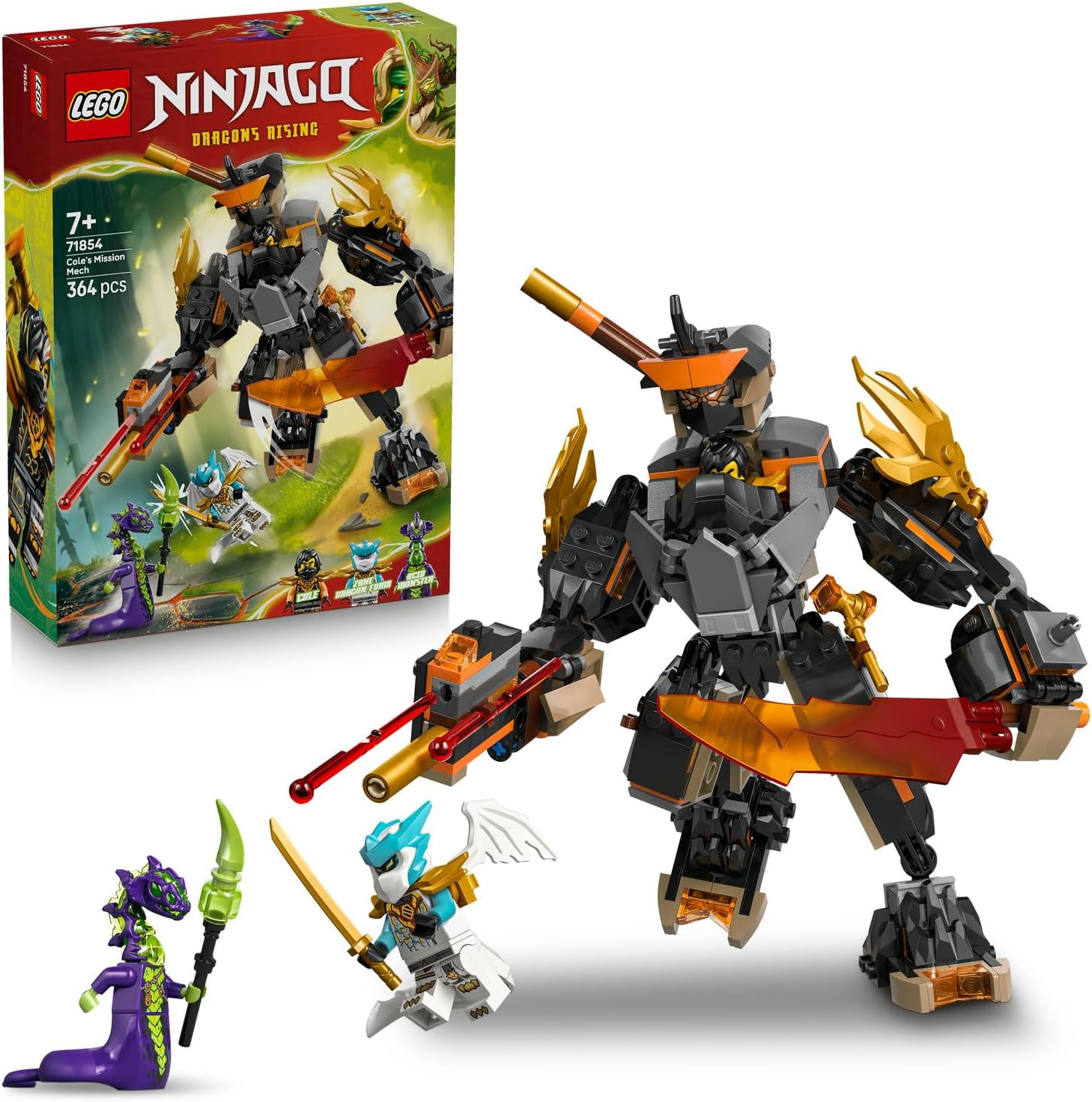 Alternative view of Cole’un Görev Robotu ve Ejderha Zane 71854-7 Yaş ve Üzeri Çocuklar için Çekiçli Cole, Kılıçlı Zane ve Asalı Asit Canavarı İçeren Yaratıcı Oyuncak Yapım Seti, Hediye Fikri (364 Parça)