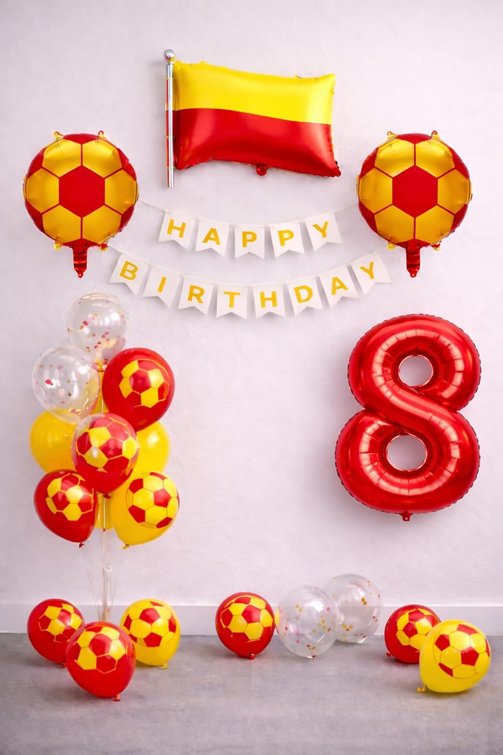 Sarı Kırmızı Futbol Temalı Doğum Günü Balon Seti (8)
