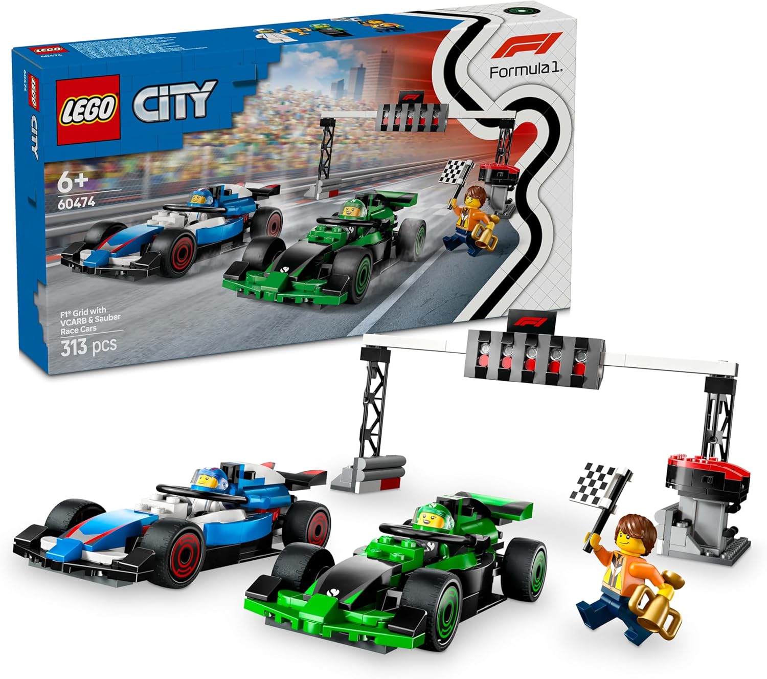 Alternative view of City VCARB ve Sauber Yarış Arabalı F1 Gridi Oyuncak Araç Seti 60474-6 Yaş ve Üzeri Kız ve Erkek Çocuklar için F1 Araba Oyuncağı ve 2 Sürücü Minifigürü İçeren Araç Seti, Hediye Fikri (313 Parça)
