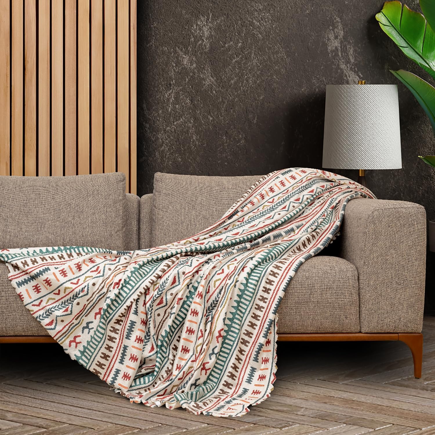 CONCEPT SoftMicro Boho Etnik Desenli Mikrofiber Koltuk Örtüsü ve TV Battaniyesi, Koltuk Şalı, Kaymaz Turkuaz 130x180 cm - Görsel 3