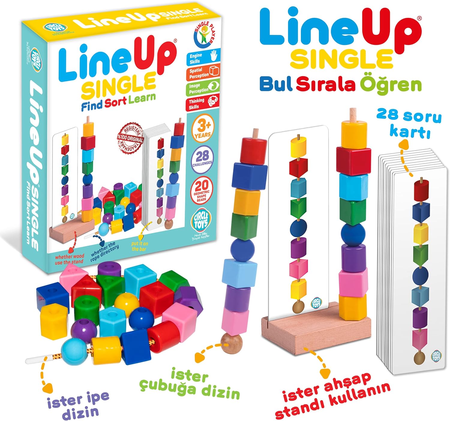Alternative view of CIRCLE TOYS Line Up Single - Tek Oyuncu YENİ NESİL ALGI VE ZEKA OYUNU