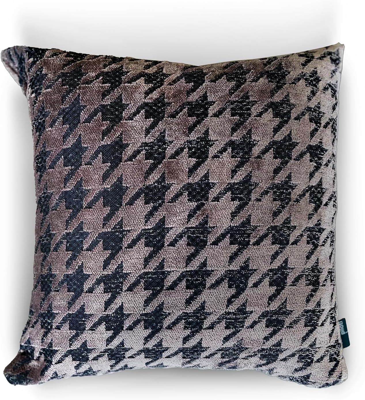 Taupe Houndstooth Kazayağı Desenli Dekoratif Kırlent/Yastık Kılıfı 45x45 cm,%100 Polyester Döşemelik Kumaş