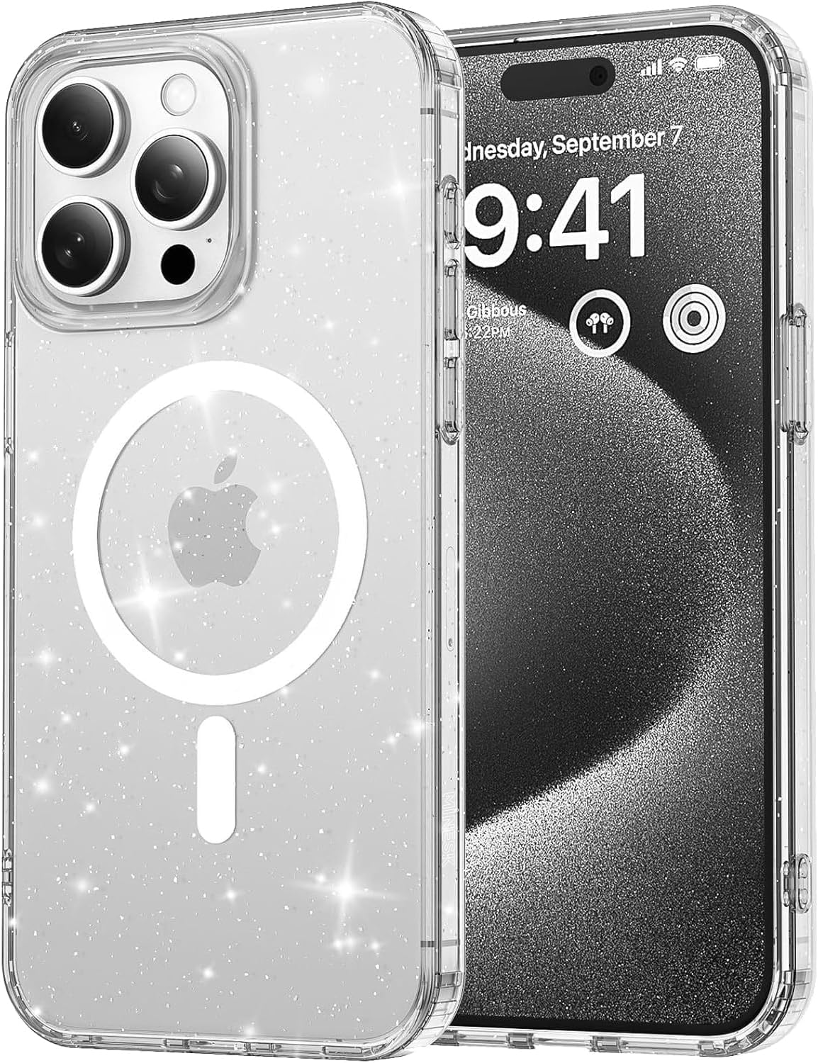 iPhone 13 ve 14 için MagShine Serisi MagSafe ile Uyumlu Göz Alıcı ve Şık Simli Arka Tasarım Yüksek Kalite Materyal Premium Hybrid Kılıf Kapak (Şeffaf, 13/14) - Görsel 2