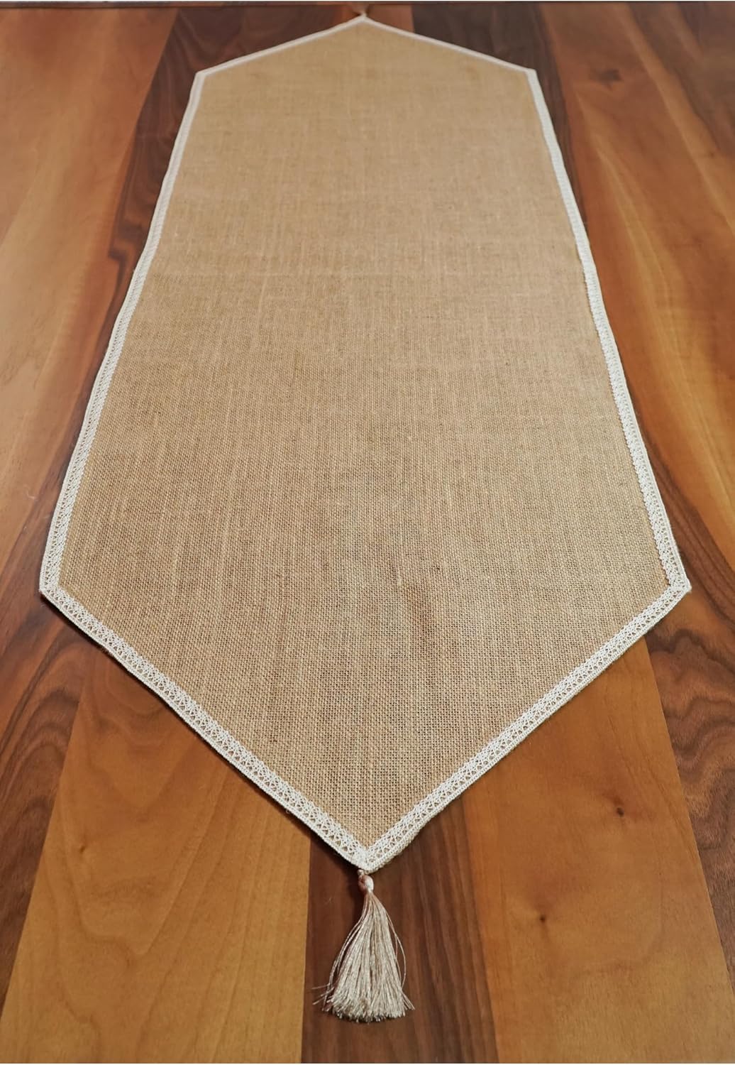 Dantel Kenarlı Jüt Runner 40x150