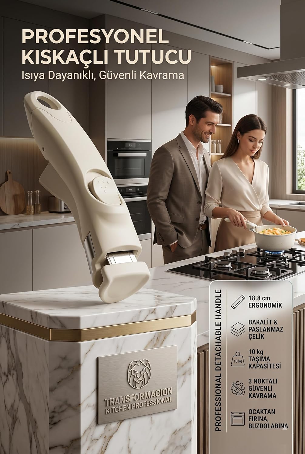 Profesyonel Tencere Kulpu, 10kg Taşıyan Tak-Çıkar Güvenli Tava Sapı 722197