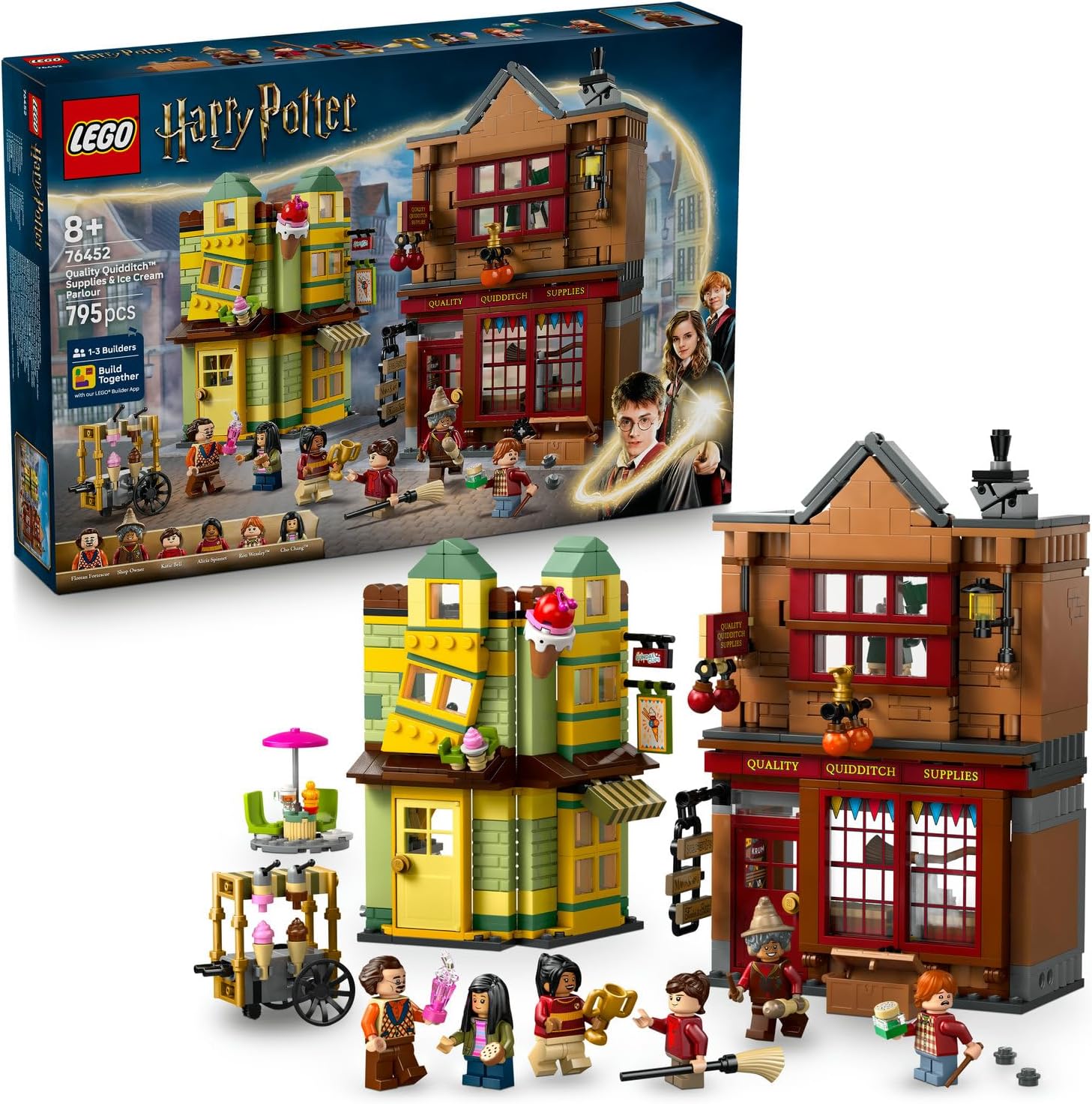 Alternative view of Harry Potter Kaliteli Quidditch Malzemeleri ve Dondurma Salonu 76452-8 Yaş ve Üzeri Çocuklar için Diagon Yolu Dükkanlarını İçeren Yaratıcı Oyuncak Yapım Seti, Doğum Günü Hediyesi (795 Parça)