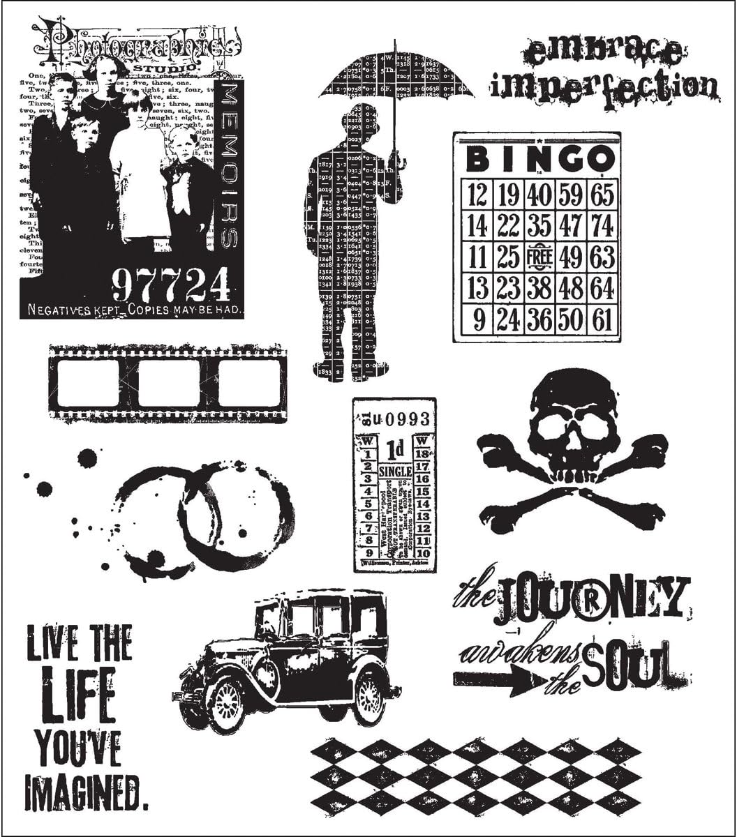 Tim Holtz Cling Stamps 7"X8.5"-Mini Muse -CMS-LG-63