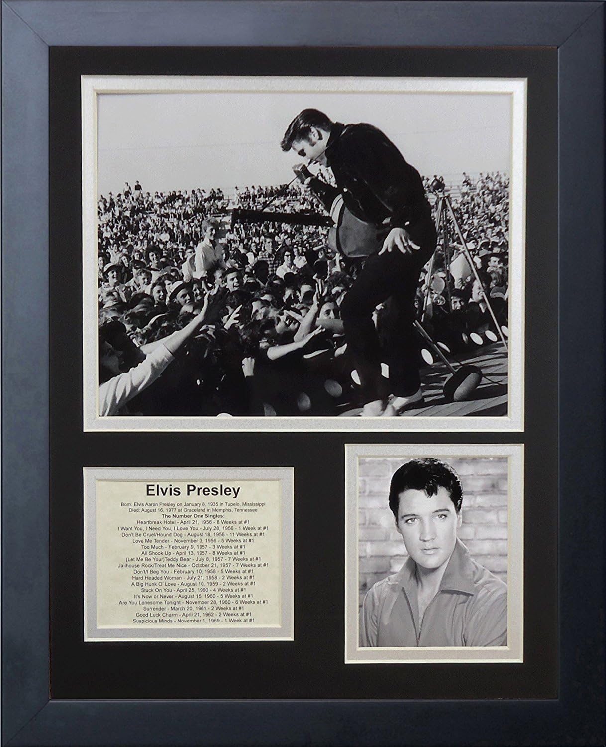 Efsanevi ölüm asla Elvis Presley Live çerçeveli fotoğraf kolajı, 11 x 35,6 cm