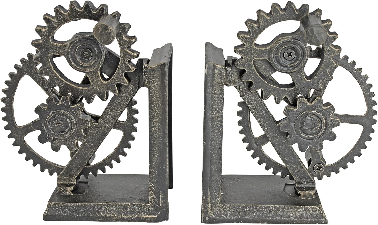 Alternative view of Design Toscano QH9631 Endüstriyel Dişli Steampunk Dekor Kitap Destekleri, 38 cm, İkili Set, Çok Renkli