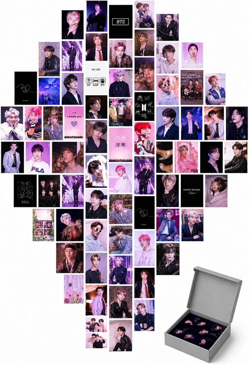 Print Dore Bts Duvar Poster Seti - Kolaj Set - 60 Adet - Pembe Bts Poster Seti - 10cm*15cm - Kalın Kuşe Kağıt - Görsel 3
