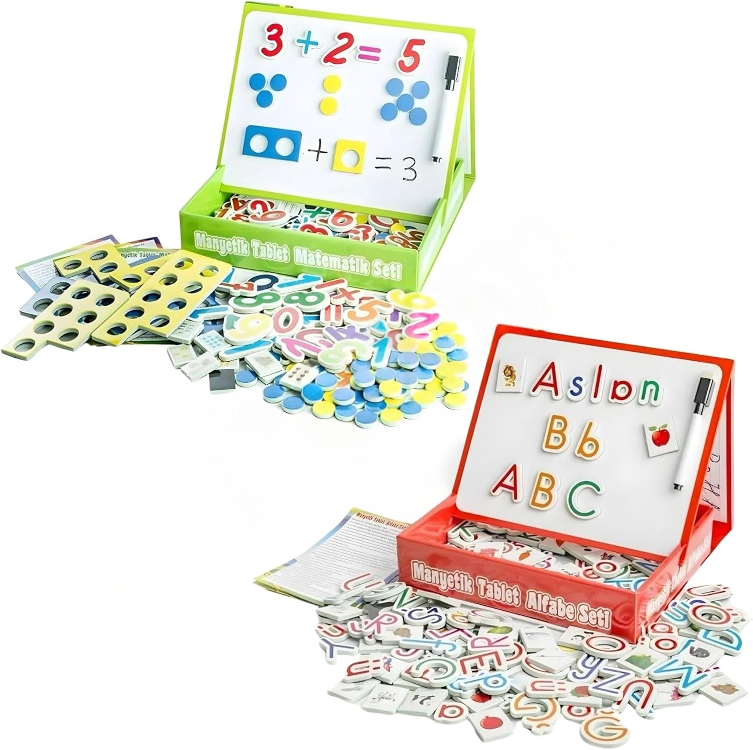 Eğitici Manyetik Harfler ve Manyetik Matematik Sayı Seti - Magnet Yazı Tahtası Alfabe Sayılar