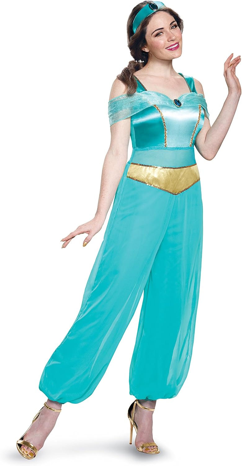 Kadın Jasmine Deluxe Yetişkin Kostümü, Turkuaz, Turkuaz, M (8-10)