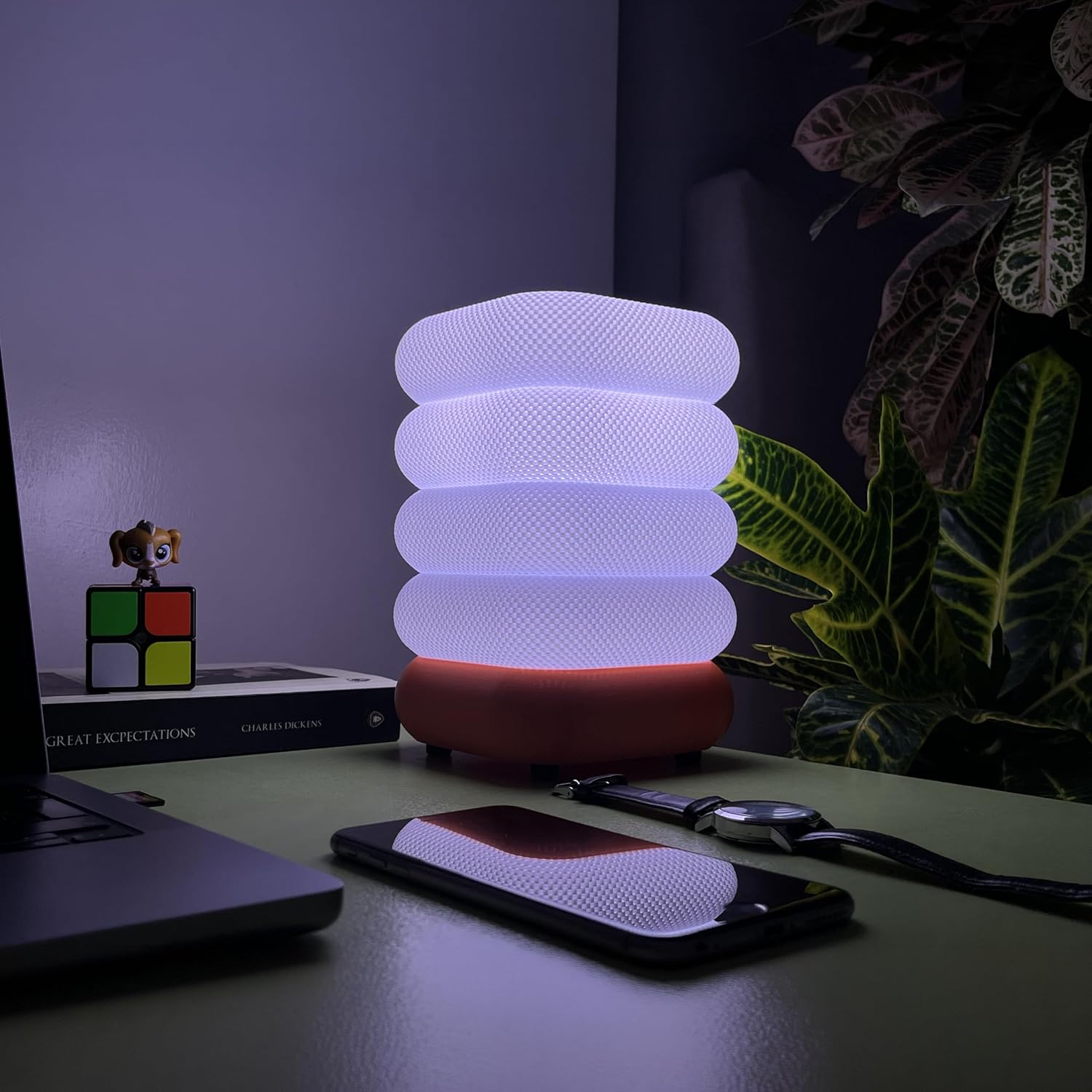 Alternative view of Zen Dalga RGB Masa Lambası – WiFi Akıllı Gece Lambası, Sesli Komut, 16 Milyon Renk E27 LED, Akıllı Ampul Dahil, Yatak Odası Salon Dekoratif Ambiyans Aydınlatma