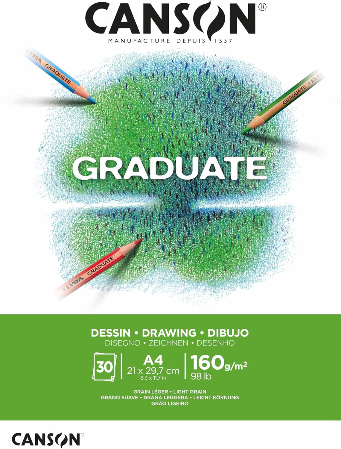 Alternative view of Graduate - C400110365 çizim kağıdı - çizim defteri, DIN A4, 30 yaprak, 160 g/m² beyaz