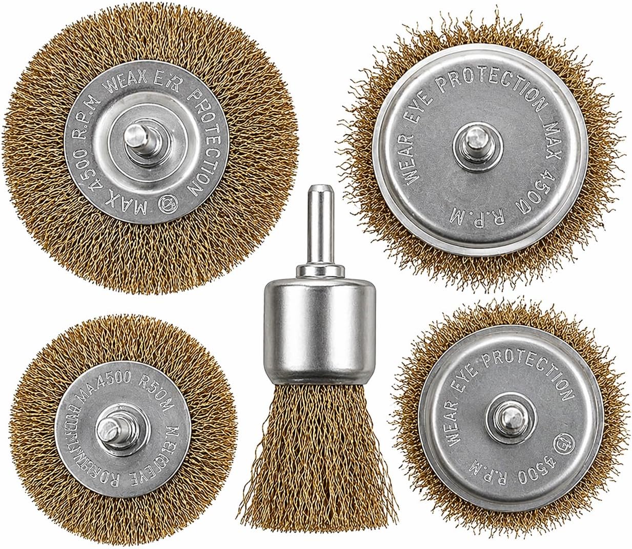 5 Parça Matkap Tel Fırça Seti, Pirinç Tel Fırça Uçları, Pas Temizleme, Metal Yüzey Temizleme, 4500 RPM Dayanıklı, Matkap ve Havalı Alet Uyumlu - Görsel 3