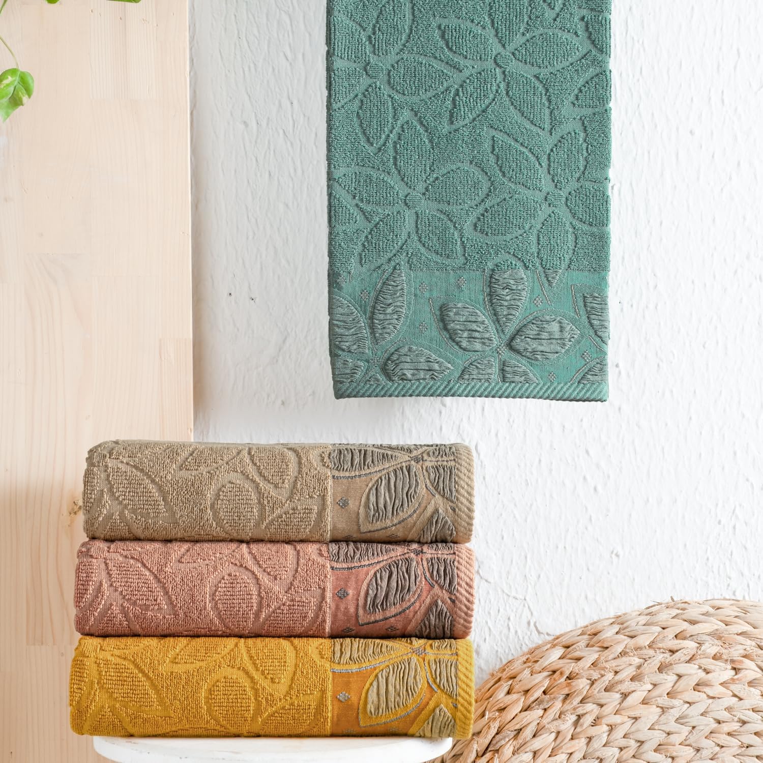 Home Dolce Jakarlı Havlu 70x140-Yeşil