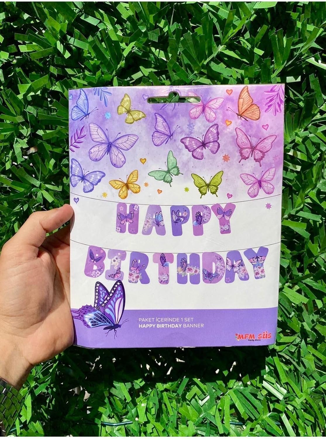 Alternative view of MFM Kelebek Temalı Happy Birthday Banner Yazı