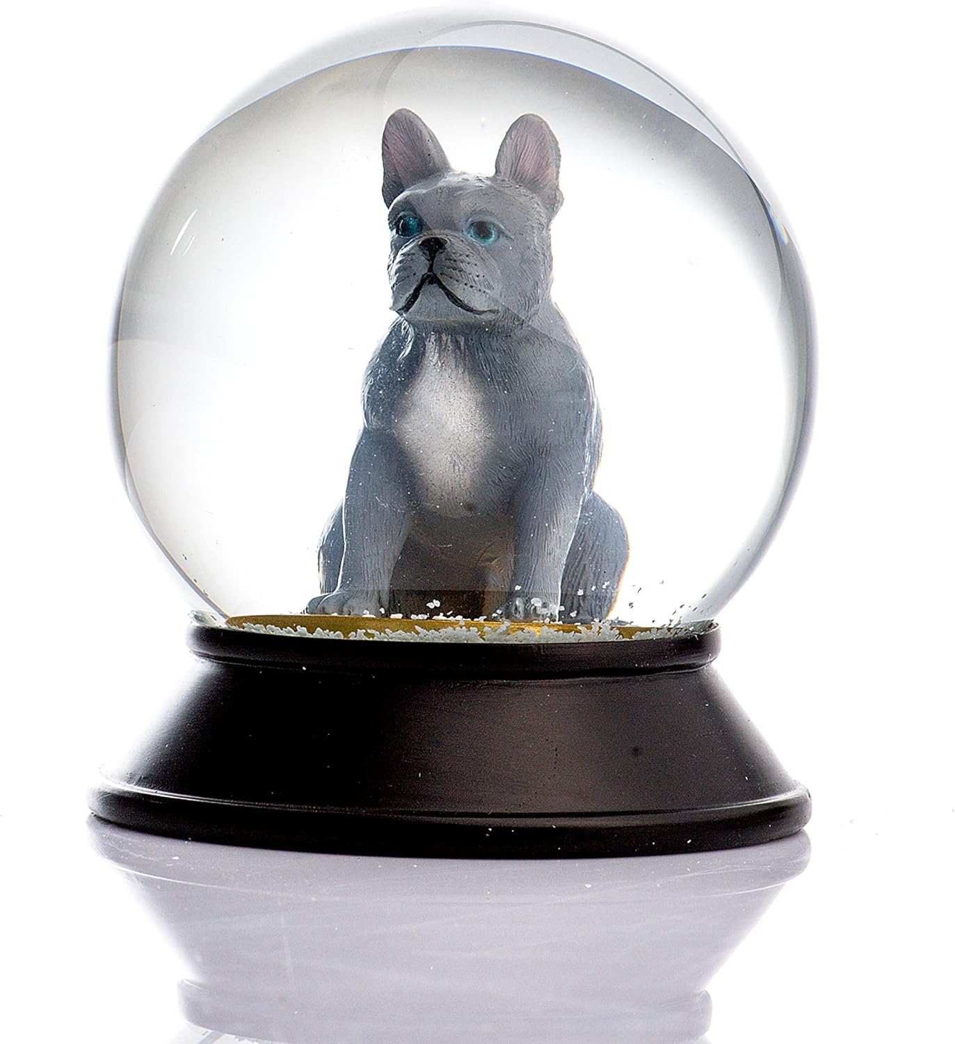 Alternative view of Cam Ve Reçine Altın Patiler Köpek French Bulldog (Gri) Kar Küresi Hediye