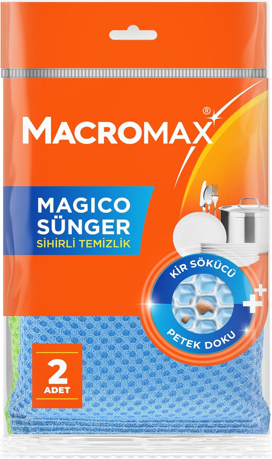 Alternative view of Magico Bulaşık Süngeri 2'li Paket, Petek Dokulu Çizmez Kir Sökücü Sünger
