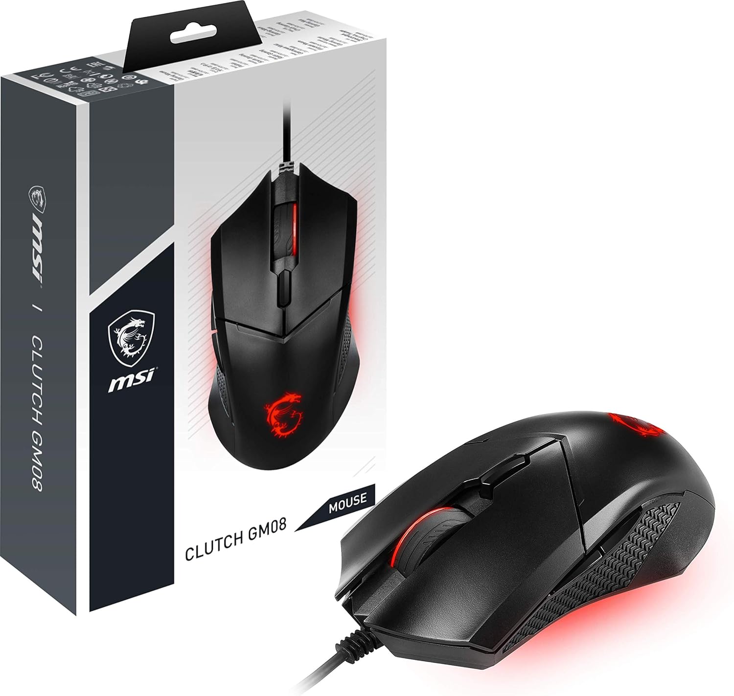 MSI GG CLUTCH GM08 GAMING MOUSE 4.200 DPI PIXART PAW3519 OPTIK SENSOR RED LED 1.8M KABLO AYARLANABILIR AGIRLIK ALTIN KAPLAMA USB BAGLANTI OYUNCU FARESI - Görsel 2