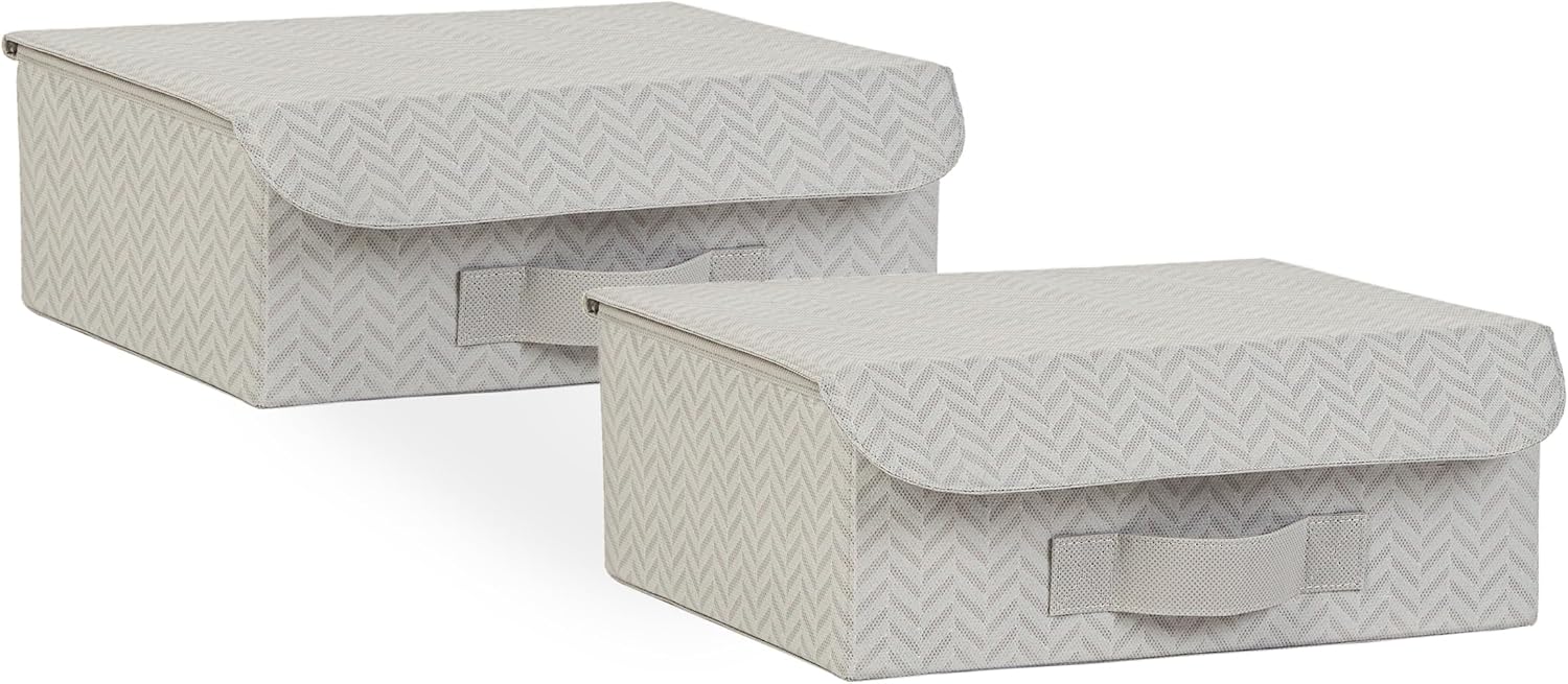 2'li Gri Balıksırtı Kapaklı Kutu Set 30 x 23 x 11 cm