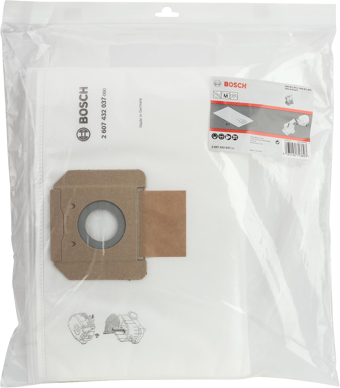 Alternative view of Professional Accessories 5 x Keçe Filtre Torbası (Gas 35 L Afc/L Sfc+/M Afc için Yedek Torba, Kuru Süpürme ve Elektrikli Süpürge Aksesuarı)