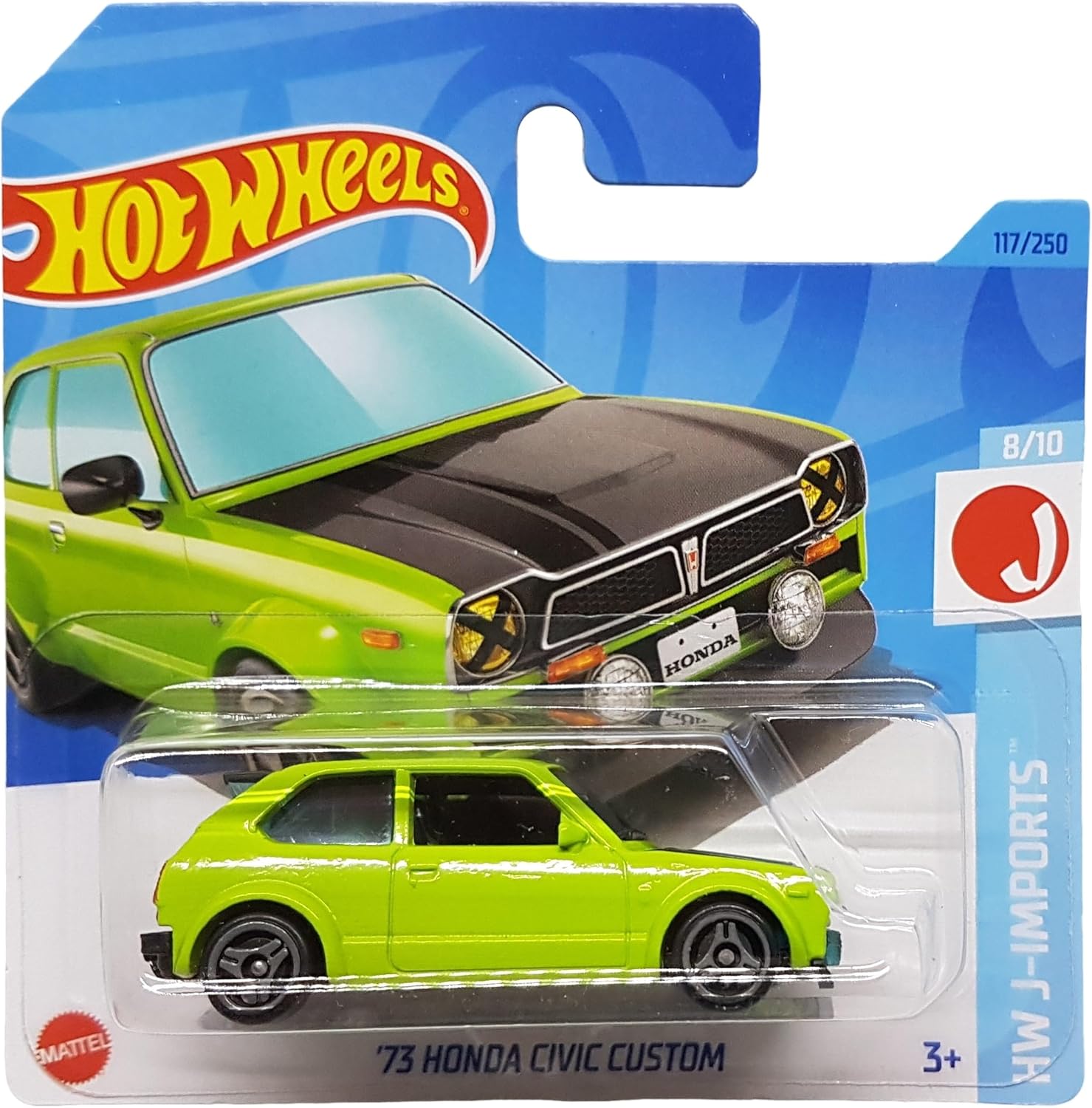 Alternative view of - ´73 Honda Civic Custom - HW J-Imports 8/10 - HKG40 - Short Card - yeşil - Mattel 2023