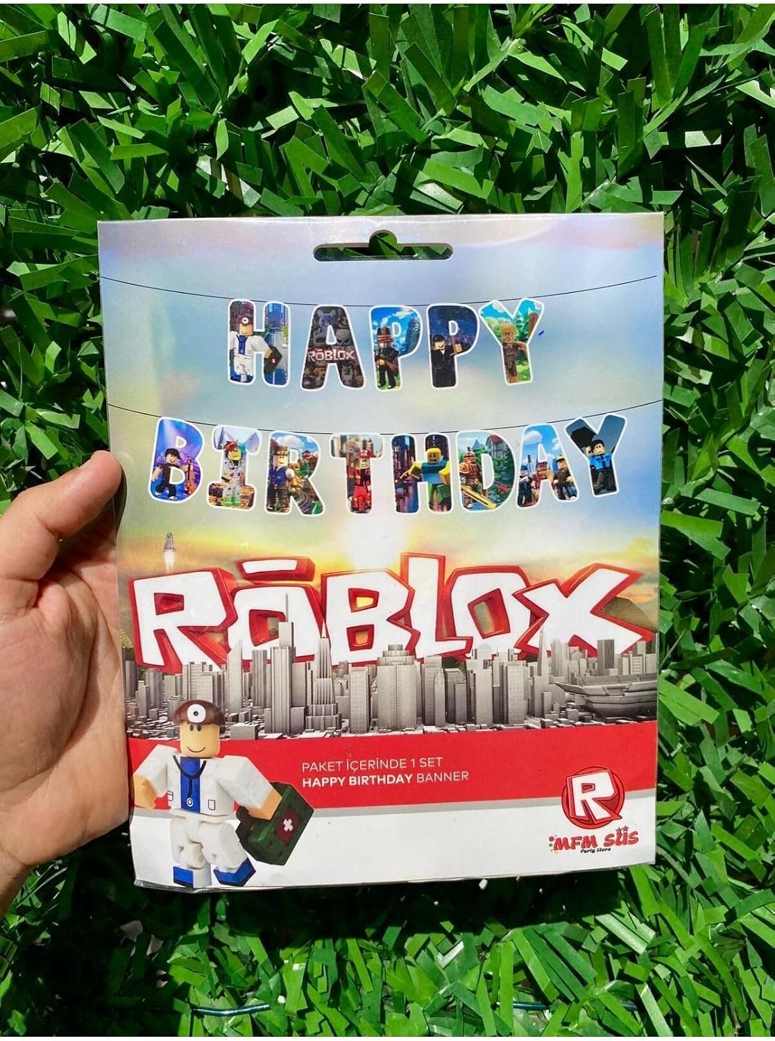 MFM Roblox Temalı Happy Birthday Banner Yazı