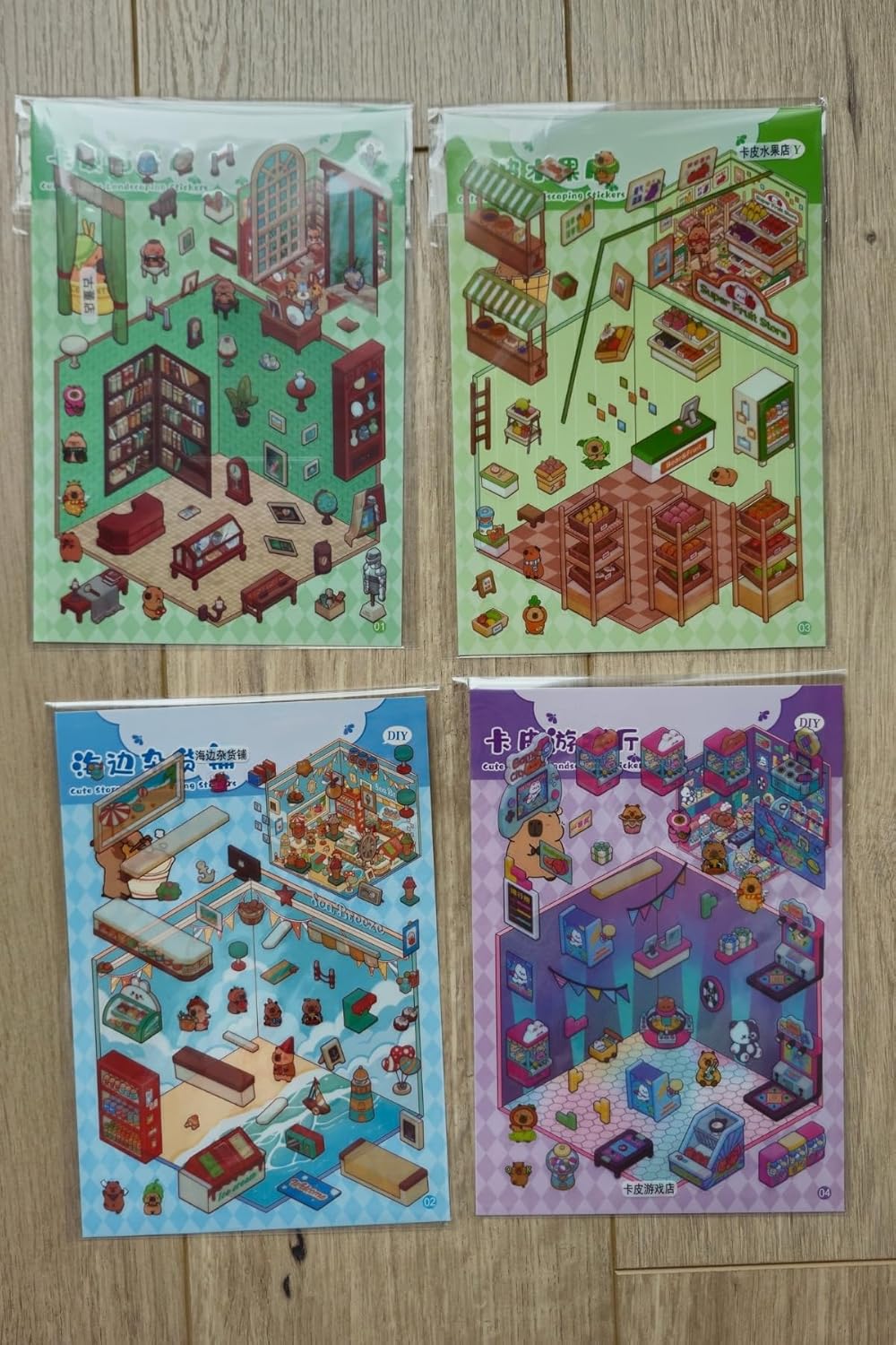 Kolbi Craft 8 Parça Sevimli 3D İzometrik Capybara Sticker Kafe Market Kütüphane Parti