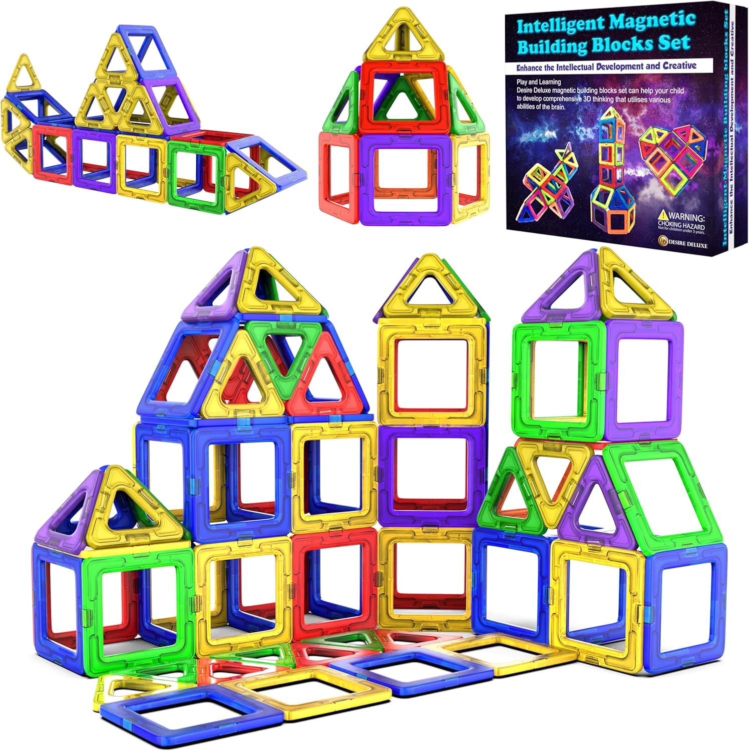 Desire Deluxe Manyetik Blok Seti | STEM & Montessori Eğitim Seti | Okul Öncesi ve İlkokul Çocukları İçin Sınırsız Yaratıcılık | BPA İçermez | 3+ Yaş | 40 Parça