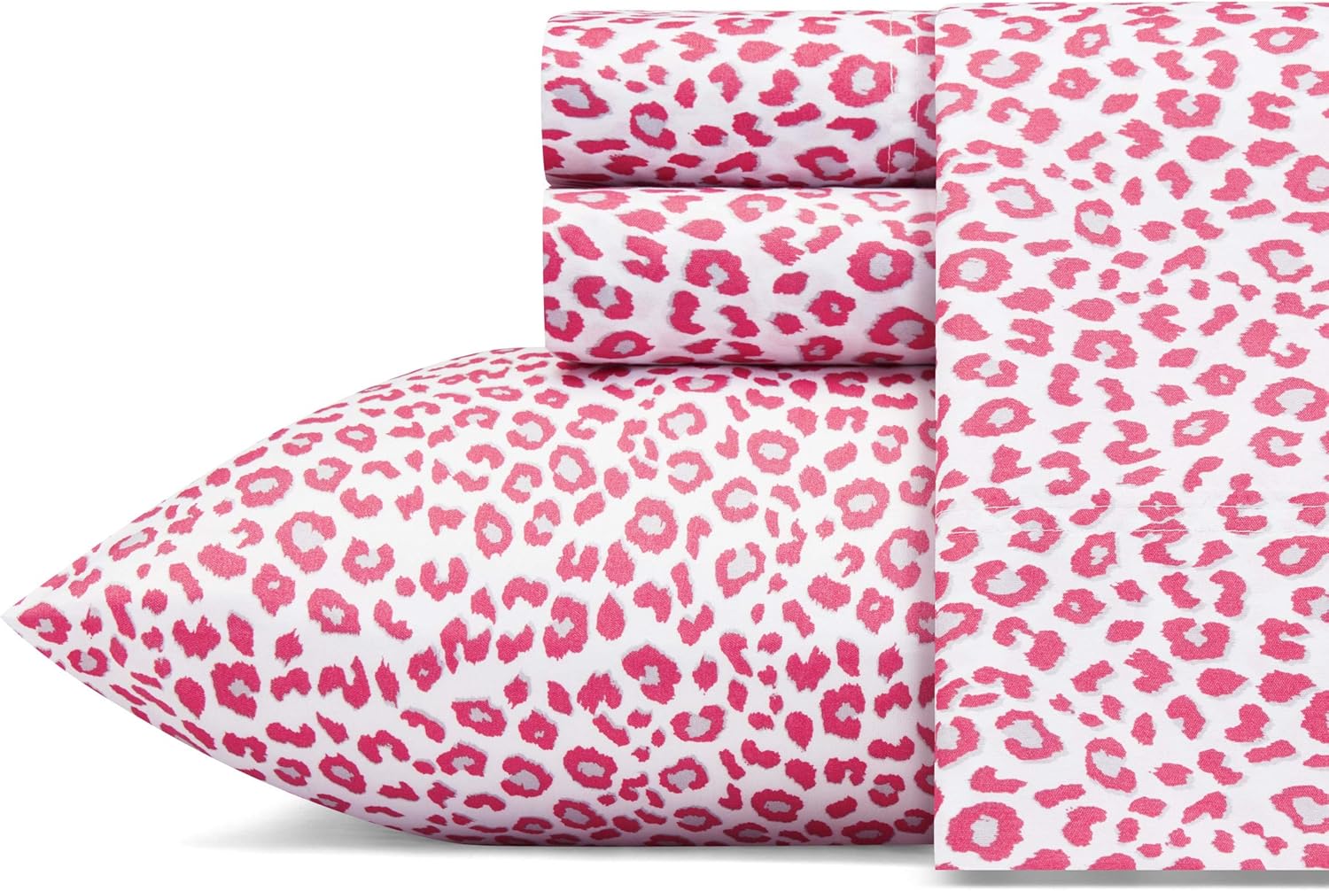 Betsey Johnson Queen çarşaf, yumuşak ve hafif, solmaz ve kırışmaz (leopar desenli, kraliçe boy yatak)