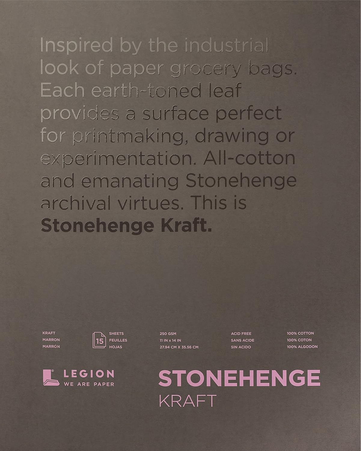 Alternative view of Stonehenge%100 Pamuk Orta Ağırlık Pedi, Kraft, 250gsm, Kuru Ortam için 15 Yaprak (11X14)