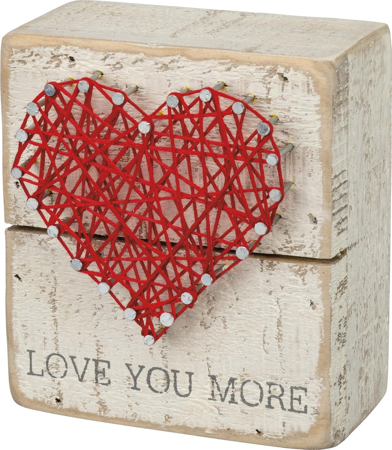 34248 Rustik Beyaz İp Sanat Kutusu Tabelası, 8,9 cm x 10,16 cm, Love You More - Görsel 3