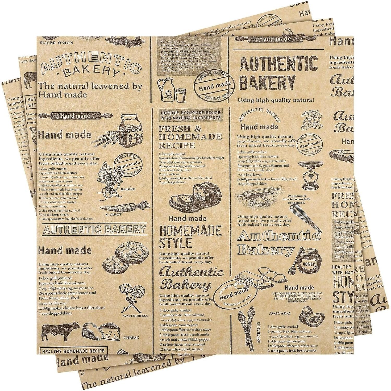 Alternative view of Vintage Gazete Desenli Kağıt, Kendinden Desenli Mutfak Sunum Kağıdı, Yemek Sunumları İçin İdeal 50 Adet