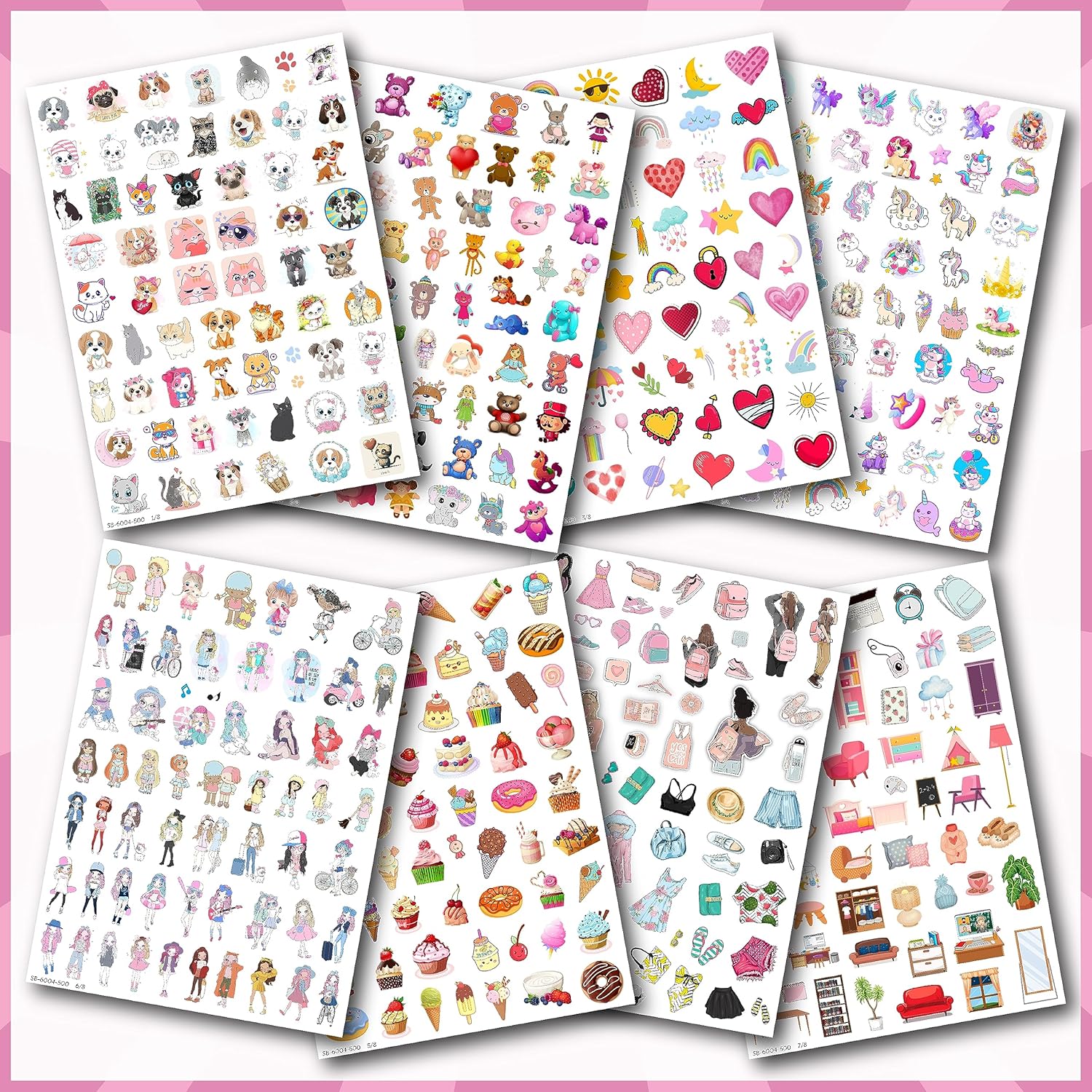 Alternative view of Sticker Seti 500 Adet - Kız Çocuklara Özel Konsept - Defter Planlayıcı Günlük Takvim Ajanda İçin Etiketler - Öğrencilere ve Yetişkinlere Kendinden Yapışkanlı Eğlenceli Çıkartmalar (8 Sayfa)