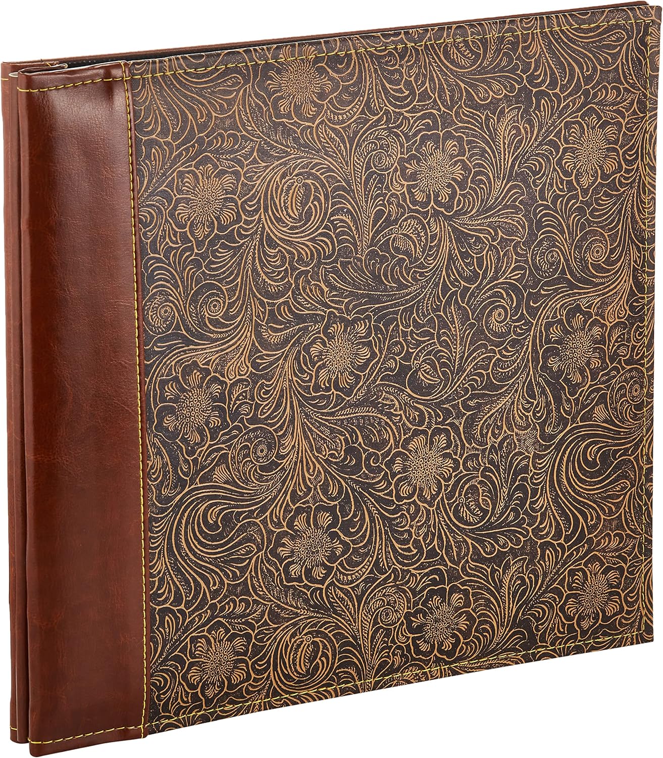 30,5 cm 30,5 cm Buchschraubenalbum kabartmalı dikişli suni deri Cover Memory kitap, kahverengi